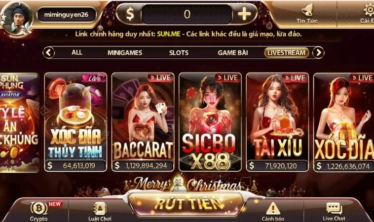 Đa dạng các thể loại game tại sảnh casino online Sunwin