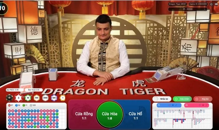 Giao diện chơi Dragon Tiger Tại Sunwin